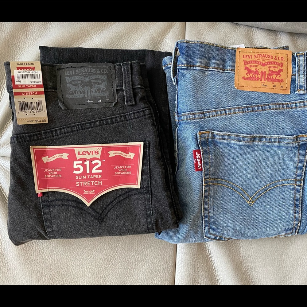 Levi 512 slim taper stretch jeans in size 16